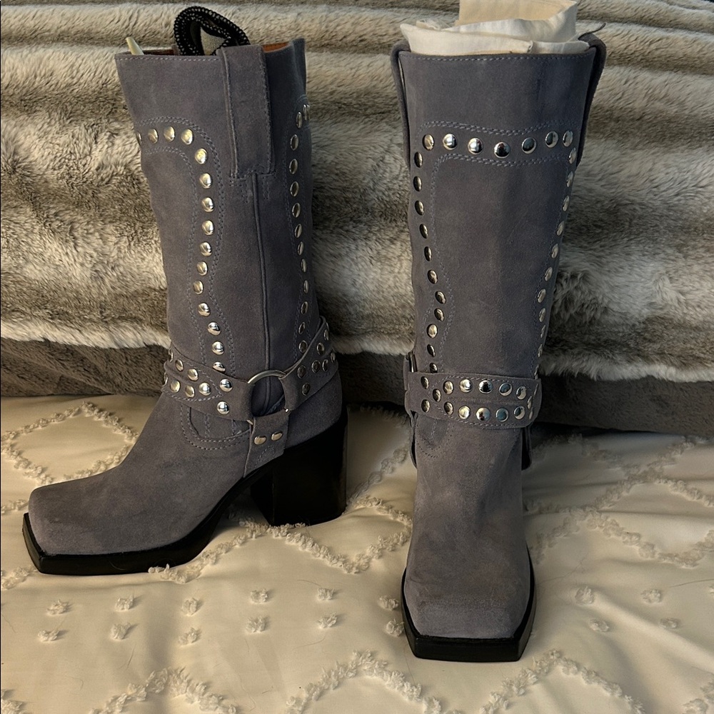 Jeffrey Campbell Gray Studded Heeled Boots